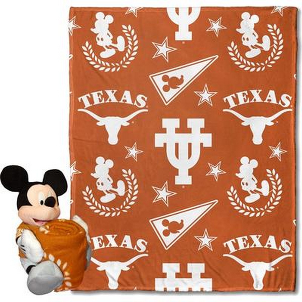 Northwest NCAA Pennant Mickey Hugger Pillow & Silk Touch Throw Set