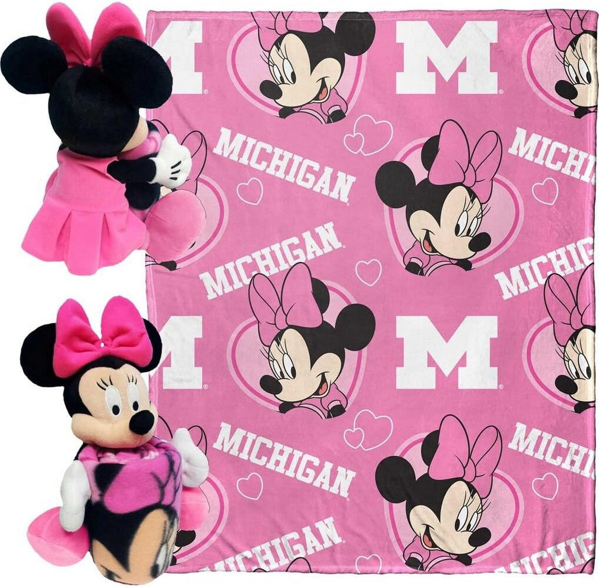 Northwest NCAA Pennant Minnie Hugger Pillow & Silk Touch Throw Set