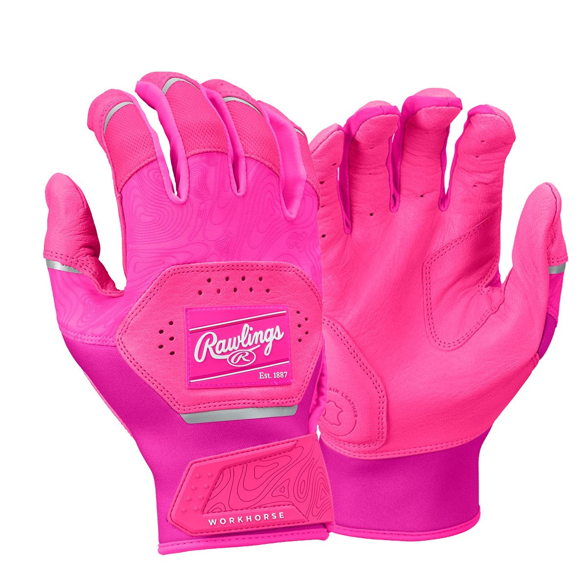 Rawlings Youth Pink Workhorse Baseball Batting Gloves