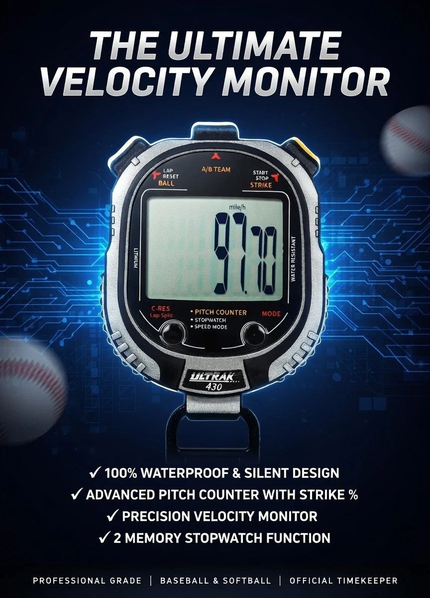 ULTRAK 430 Pitch Counter With Strike Percentage & Pitch Speed Monitor - 2 Memory Stopwatch