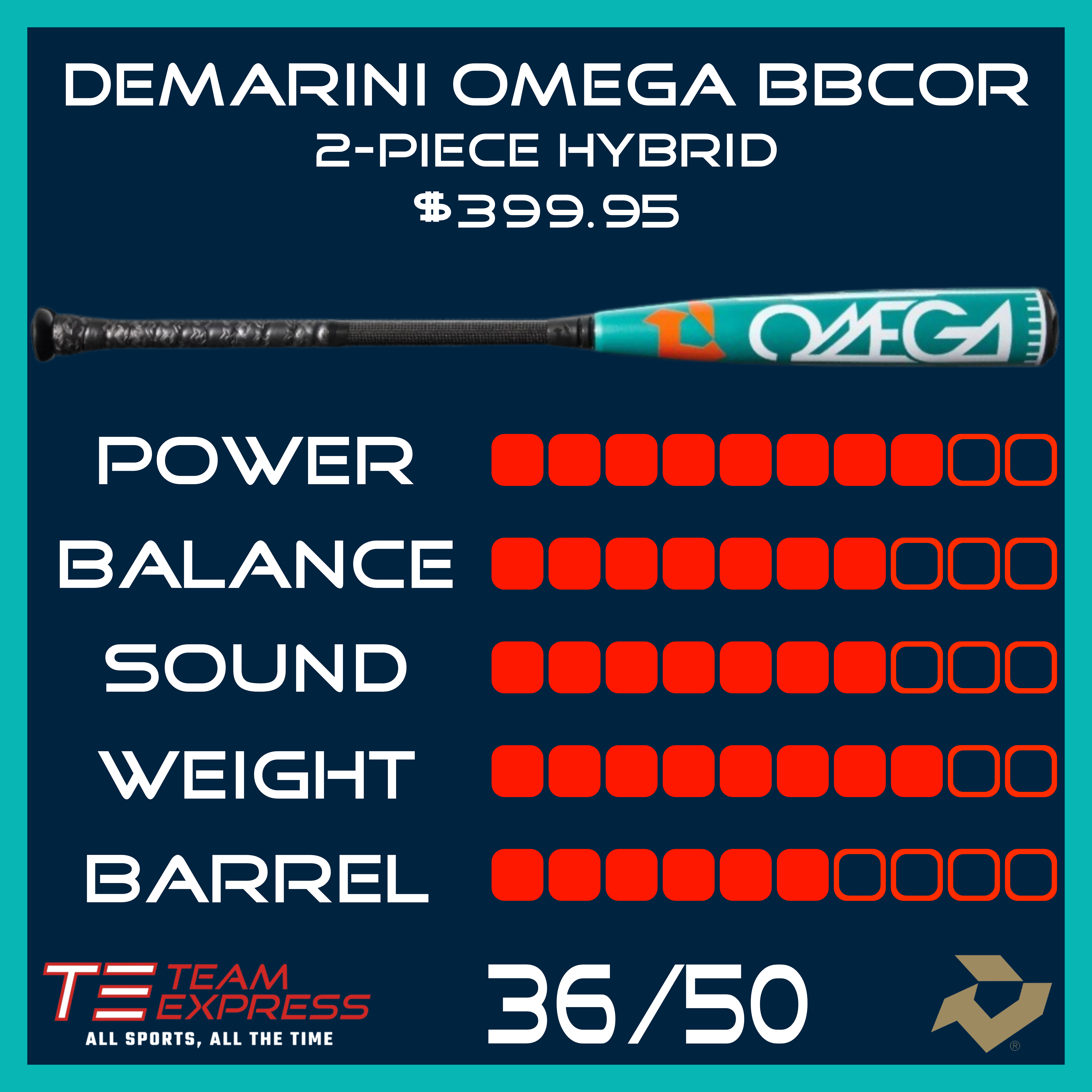 DeMarini 2026 Omega -3 BBCOR Baseball Bat