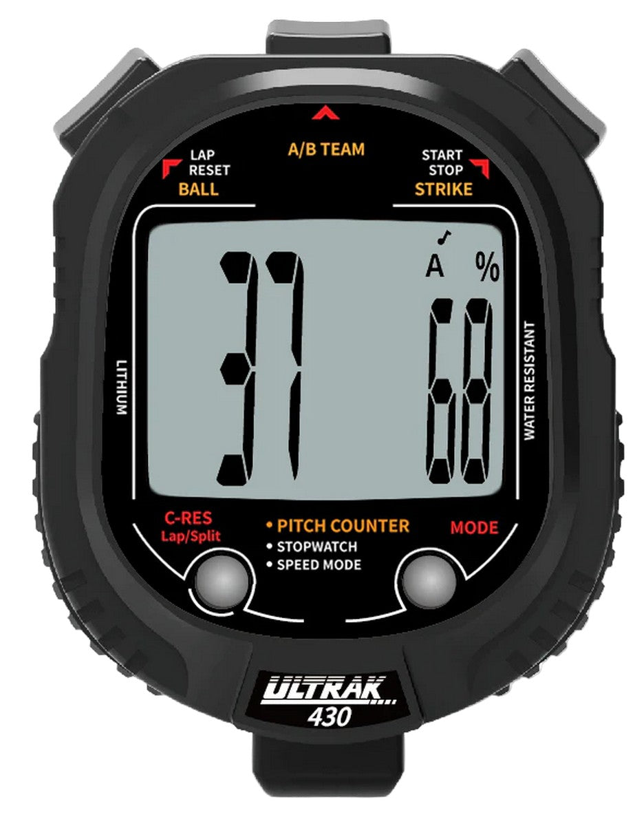 ULTRAK 430 Pitch Counter With Strike Percentage & Pitch Speed Monitor - 2 Memory Stopwatch