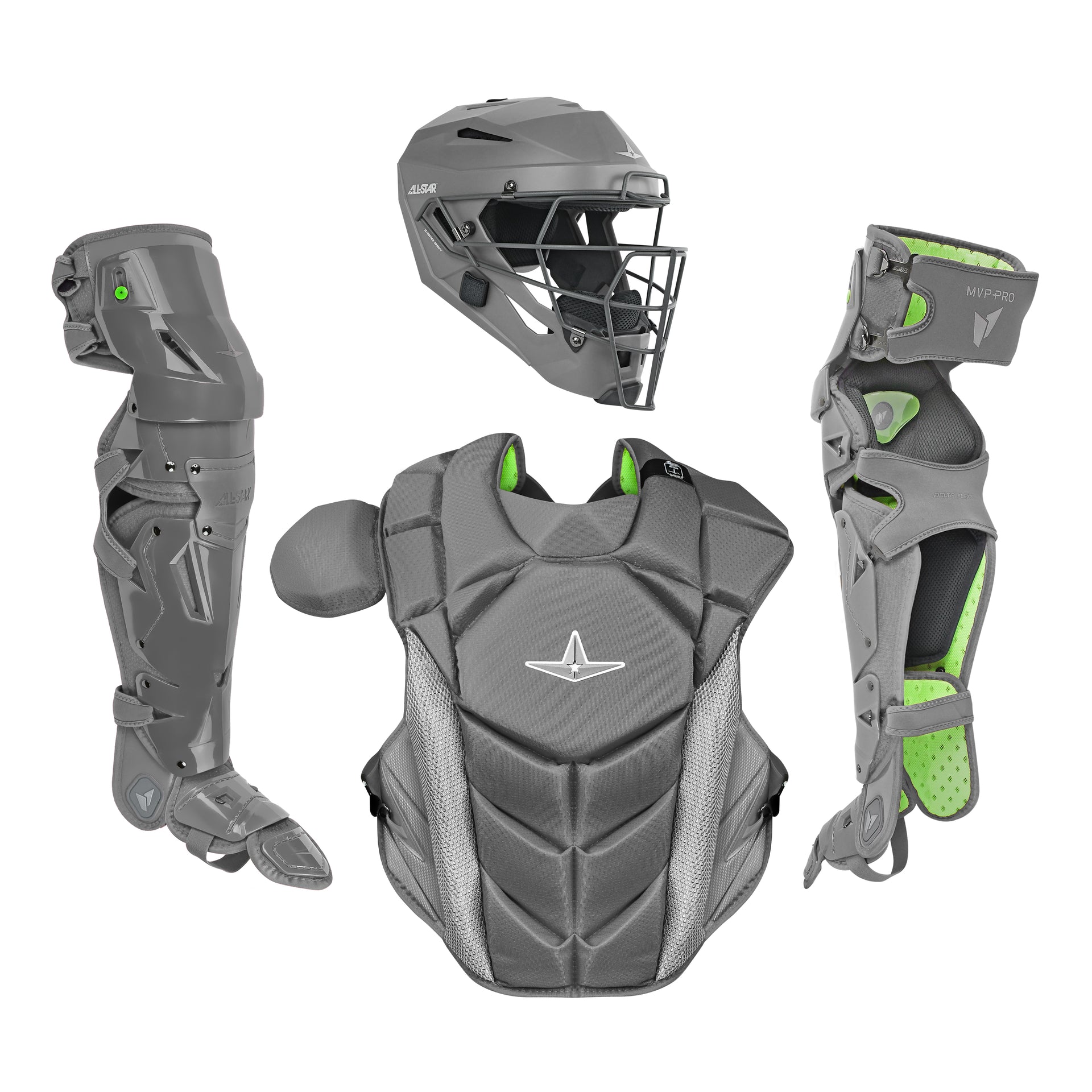 all star catchers gear All-Star MVP-PRO Series Baseball Catcher's Kit - GRAPHITE