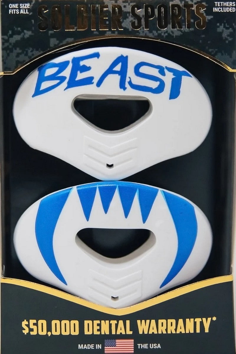 Soldier White/Blue Beast Football Lip Protector