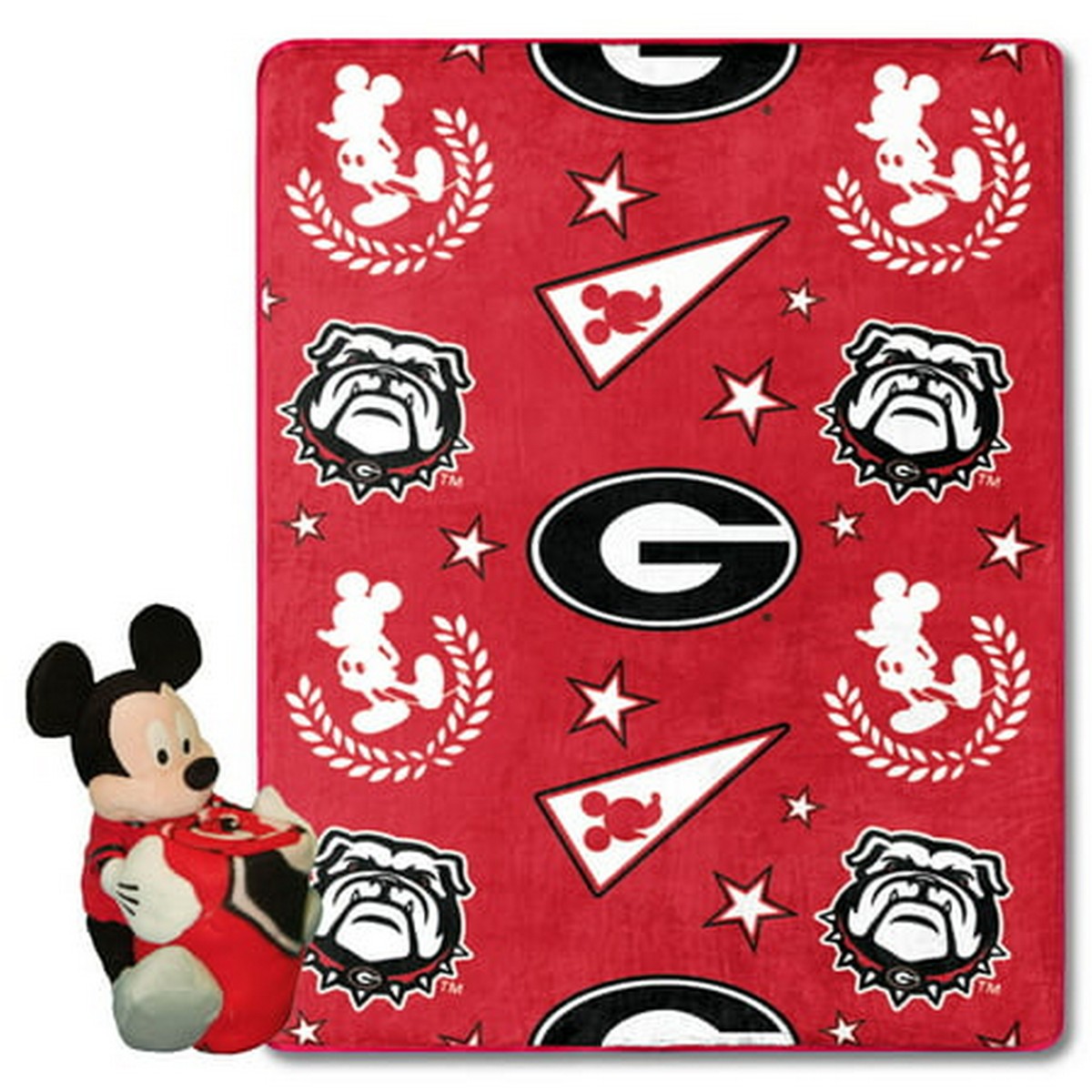Northwest NCAA Pennant Mickey Hugger Pillow & Silk Touch Throw Set