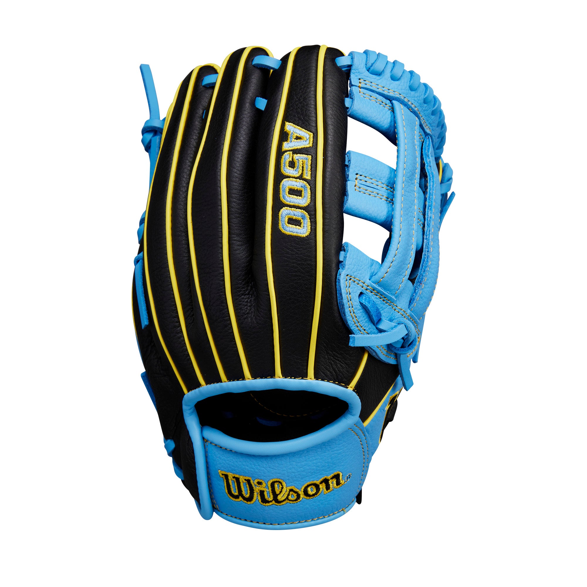 Guantes Wilson "10" Infield/Outfield A500 10.5" Baseball Glove - Negro con Azul
