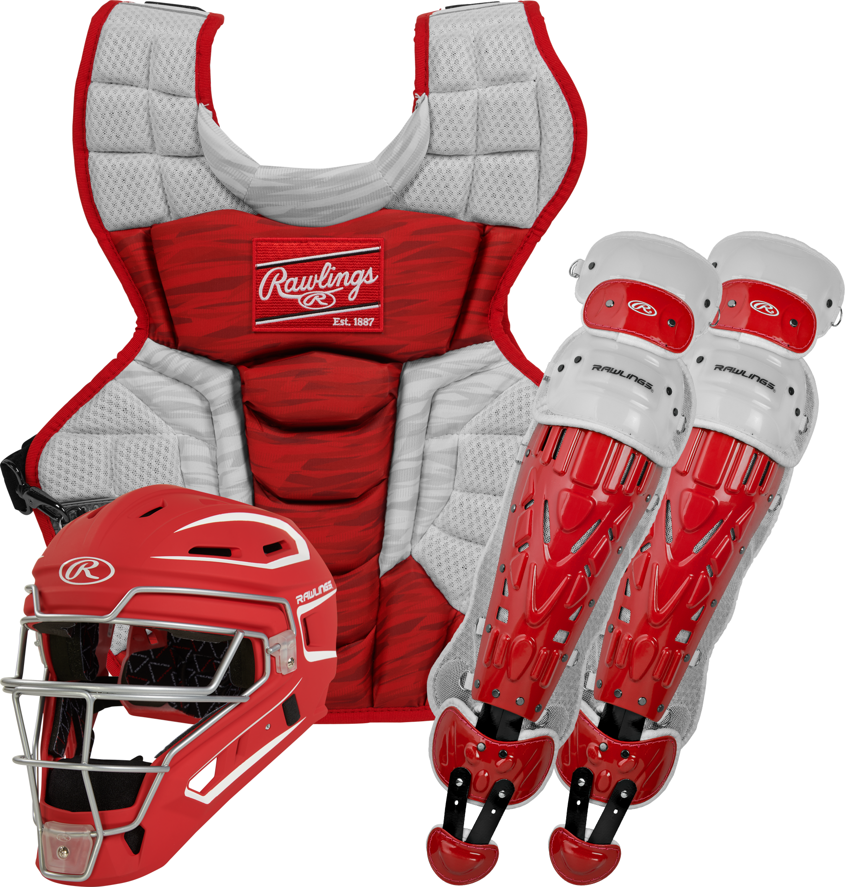 Rawlings Intermediate VELO 2.0 Catcher Set - SCARLET