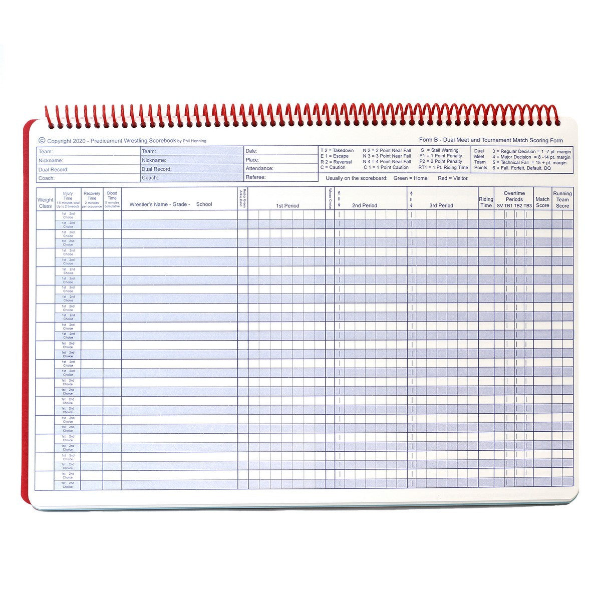 Predicament 52 Page Wrestling Scorebook With 52 Page Match Summaries (124 Total Pages)