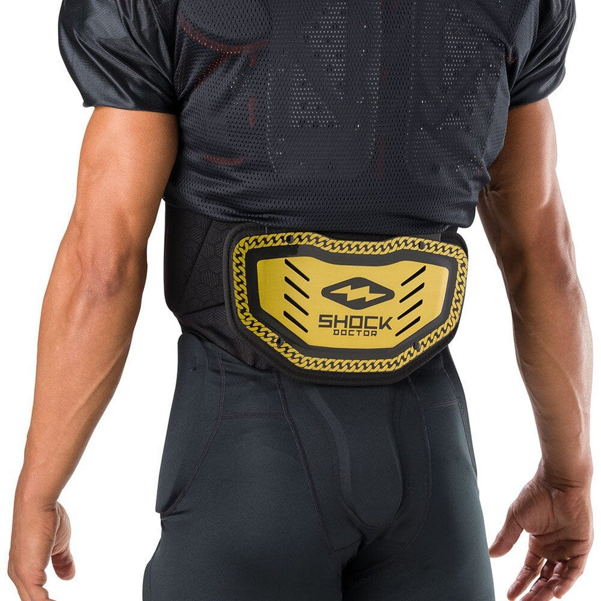 Shock Doctor Adult Showtime Black-Gold Chain Football Back Plate